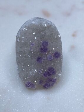 Lavender Raw Stone Statement Ring - Silver Tone